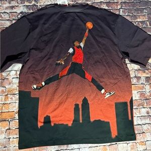 Jordan Men’s Short Sleeve Tee - Black and Red Ombre Skyline Jumpman